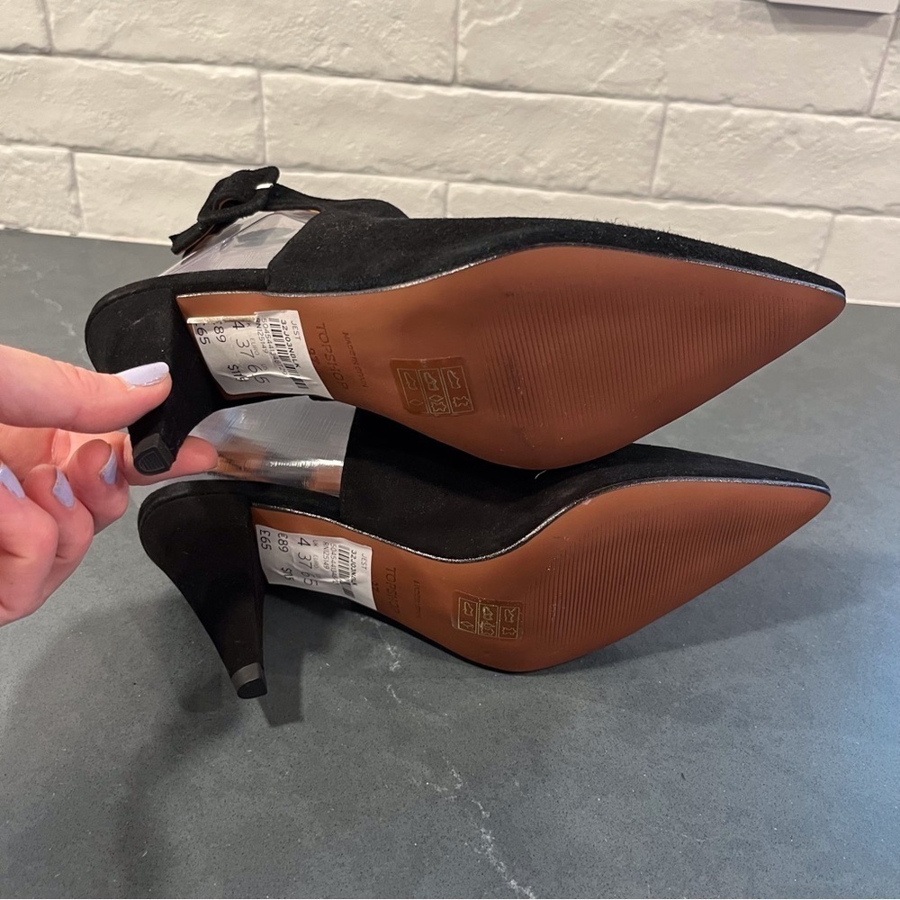 NEW Topshop sz 6.5 Jest black suede pointy heels - Picture 14 of 15